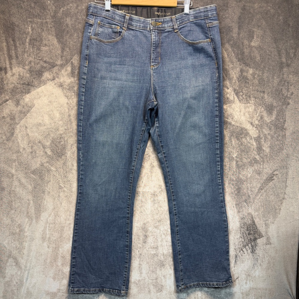 Lee Jeans Womens 16 Medium Blue Cotton Sinfully Soft Straight Mid Rise Stretch